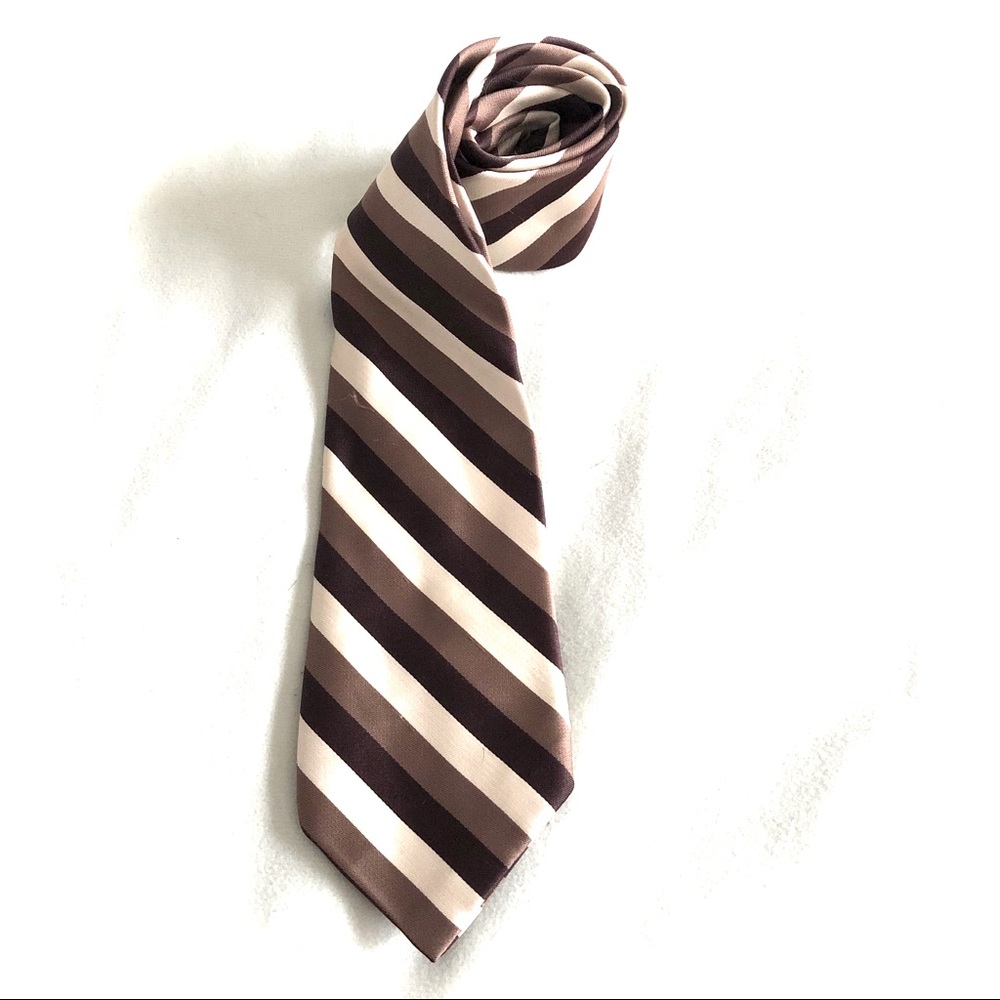 100% Polyester Tie TreVira Brown/Cream Stripe